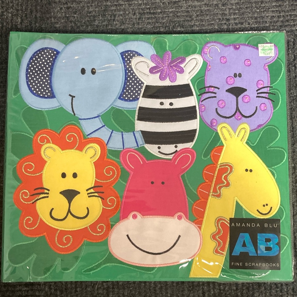 Zoo Animal Scrap Book - 10 top load scrapbook page protectors included.